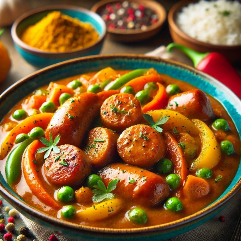 Curried sausages
