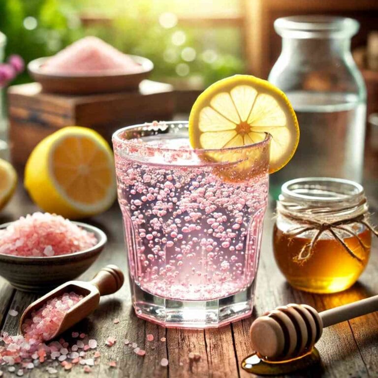 Pink salt trick morning detox drink with lemon